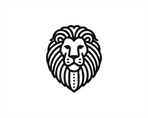 Lion Logo Design Vector Template. Lion Head Logo Icon Vector illustration. Black and white Lion head vector illustration.	
