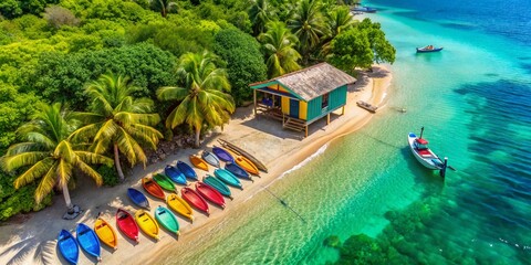 Jamaica Water Sports Equipment Rental Hut Aerial View - Best Beach Gear & Kayak Rentals
