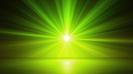 Obraz premium Sunburst background, abstract background with rays of light, green background