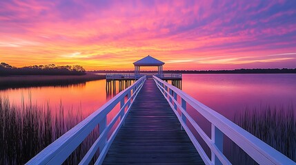 Fototapeta premium pier, sea, beach, water, sky, jetty, bridge, ocean, 