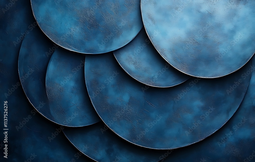 Poster abstract blue circles overlapping pattern design
