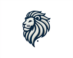 Lion Logo Design Vector Template. Lion Head Logo Icon Vector illustration. Black and white Lion head vector illustration.	
