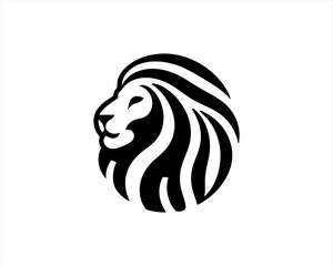 Lion Logo Design Vector Template. Lion Head Logo Icon Vector illustration. Black and white Lion head vector illustration.	
