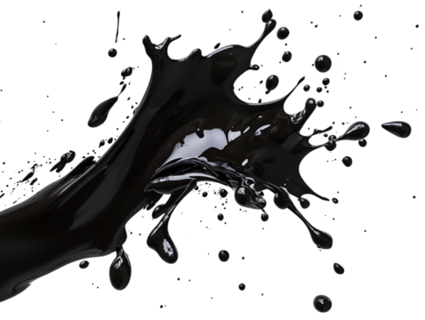 A Black Ink Splash, Isolated on a Transparent Background, Perfect for Creative Design Projects, Digital Art, or Abstract-Themed Content