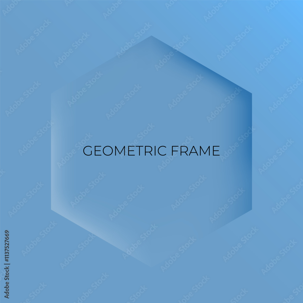 Poster trendy minimal geometric frame design. 3d background in blue color