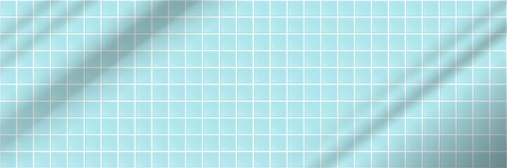 Blue tile background with overlay shadow effect. Square ceramic tiled grid pattern