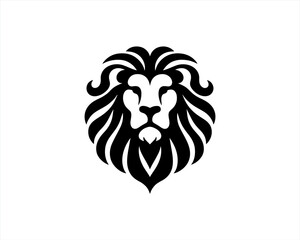 Lion Logo Design Vector Template. Lion Head Logo Icon Vector illustration. Black and white Lion head vector illustration.	
