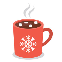 Christmas drink, hot coffee, hot chocolate, flat design