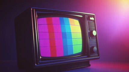 Retro tv with no signal message,vintage style tv with antenna, test pattern Vector stock,3D Illustration of old style wooden case TV,monitor with a rainbow,TV does not receive tv signal.
