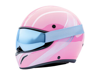Fototapeta premium Pastel Pink Ski Helmet with Organic Motifs on Transparent Background
