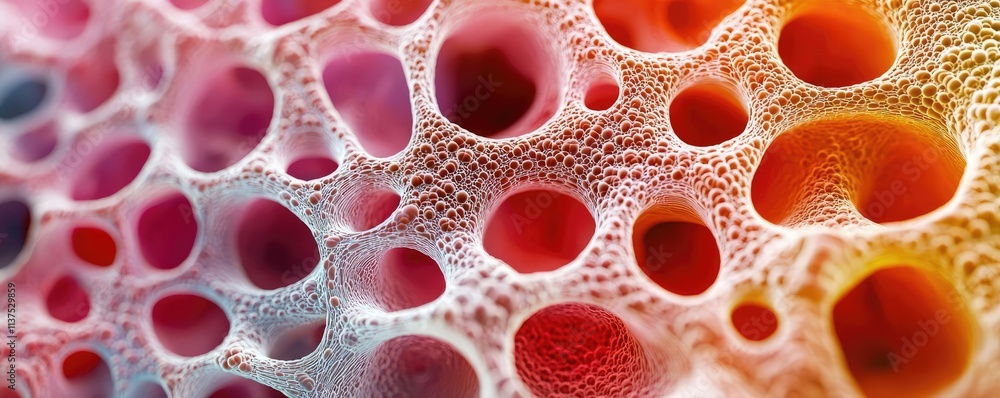 Poster cancer cells idea. colorful microscopic view of foam with vibrant bubbles and intricate details.