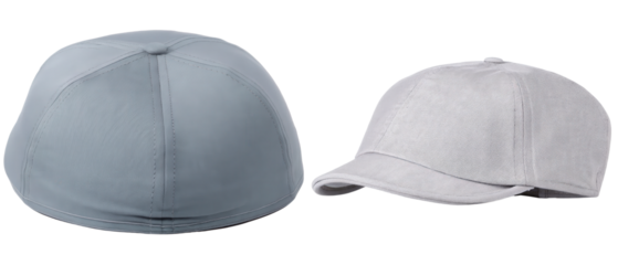 Gray cap and a light gray baseball cap isolated with transparent background