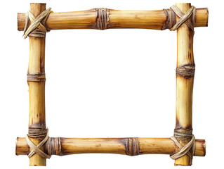 Isolated Bamboo Frame With Thread Embroidery on White Background