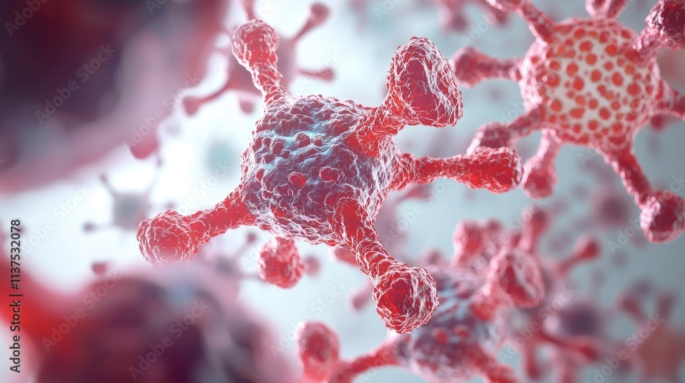 Aufkleber cancer cells idea. detailed close-up view of virus particles showcasing their complex structure.