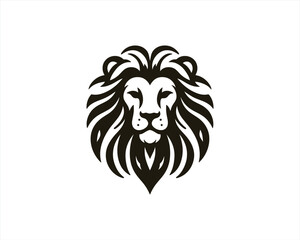 Lion Logo Design Vector Template. Lion Head Logo Icon Vector illustration. Black and white Lion head vector illustration.	
