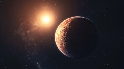 Fototapeta premium Planet with bright sun