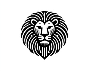 Lion Logo Design Vector Template. Lion Head Logo Icon Vector illustration. Black and white Lion head vector illustration.	
