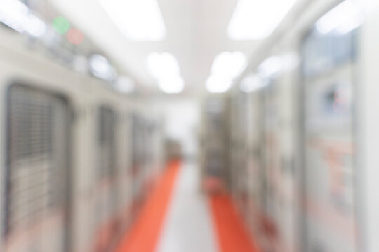 Blur image of electrical switchgear room of Industrial electrical power plant.