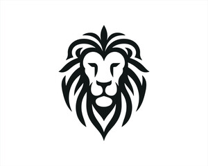 Lion Logo Design Vector Template. Lion Head Logo Icon Vector illustration. Black and white Lion head vector illustration.	
