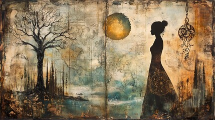 grunge, art, vintage, old, paper, map, texture, wall, 