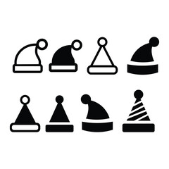 Christmas Hat icon black silhouette set