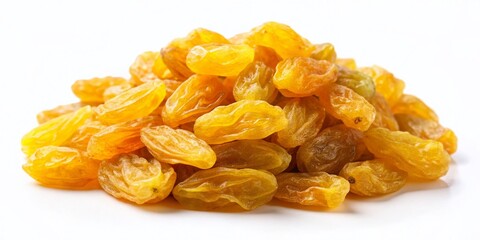 Long Exposure Photography of Yellow Raisins Isolated, White Background, Food Photo, Stock Image, High Resolution, Culinary Photography