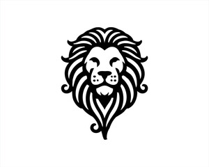 Lion Logo Design Vector Template. Lion Head Logo Icon Vector illustration. Black and white Lion head vector illustration.	
