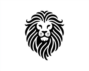 Lion Logo Design Vector Template. Lion Head Logo Icon Vector illustration. Black and white Lion head vector illustration.	
