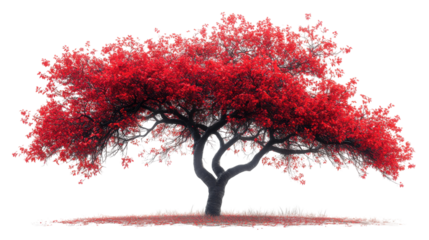 tree with red hearts isolated on white background 