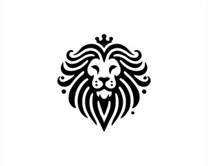 Lion Logo Design Vector Template. Lion Head Logo Icon Vector illustration. Black and white Lion head vector illustration.	
