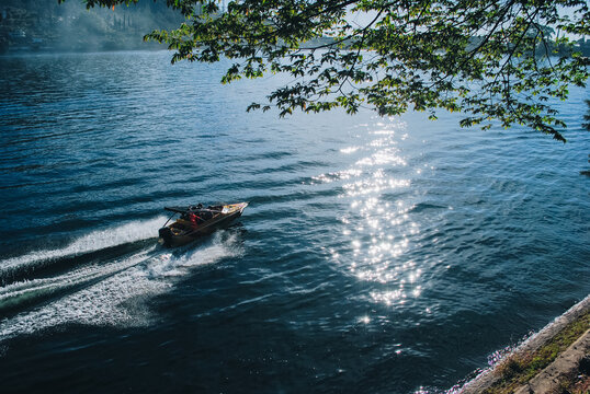 beautiful view of ships at Telaga Sarangan, Magetan, East Java