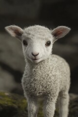 Obraz premium Lamb on Rock in Field