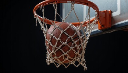 Basketball hoop and net isolated dark background