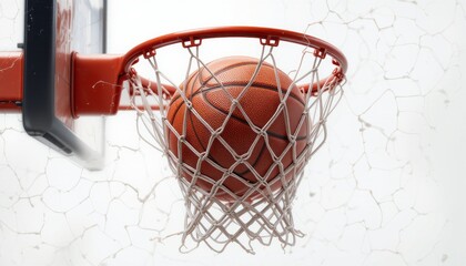 Basketball enter hoop with net isolated on white background