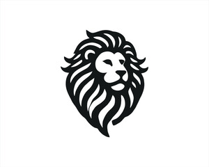Lion Logo Design Vector Template. Lion Head Logo Icon Vector illustration. Black and white Lion head vector illustration.	

