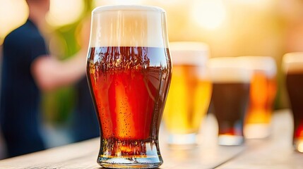 Beer party idea. A refreshing glass of beer with a frothy head, perfect for summer gatherings.