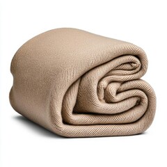 Fototapeta premium A photostock of a folded wool blanket in neutral tones, isolated on a white background, cozy and soft, High Quality