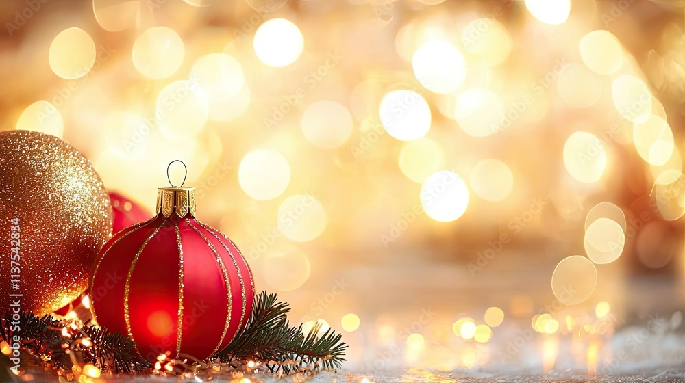 Poster chinese lanterns idea. festive christmas ornaments with soft bokeh lights creating a warm holiday at