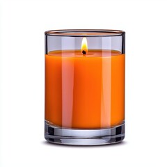 Fototapeta premium A photostock of a glowing candle in a glass holder, isolated on a clean white background, warm and serene, High Quality