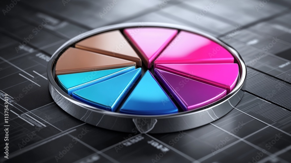 Poster colorful pie chart on a dark background for business presentation