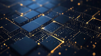 Obraz premium abstract background with bokeh lights and glowing light rays, digital concept showing the intersection of social networking, 