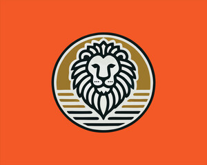 Lion Logo Design Vector Template. Lion Head Logo Icon Vector illustration. Black and white Lion head vector illustration.	