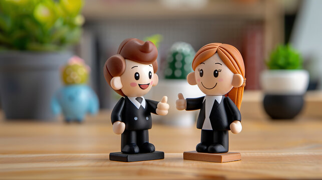 Coworker support or complimenting each other by giving thumbs up sign of approval,  team building in the office diorama