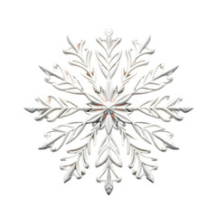 A detailed 3D Christmas snowflake icon with intricate patterns, placed on a clean white background
