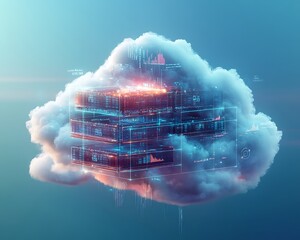 Aerial perspective of a cloud system with data security layers clearly defined