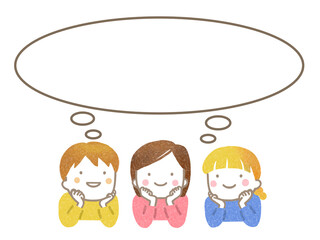 頬杖をつく子供たちと吹き出し