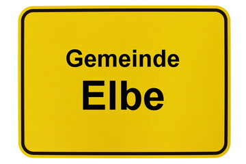 Illustration eines Ortsschildes der Gemeinde Elbe in Niedersachsen