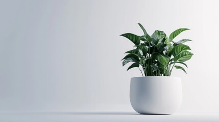 Fototapeta premium Lush green plant in minimalist white pot