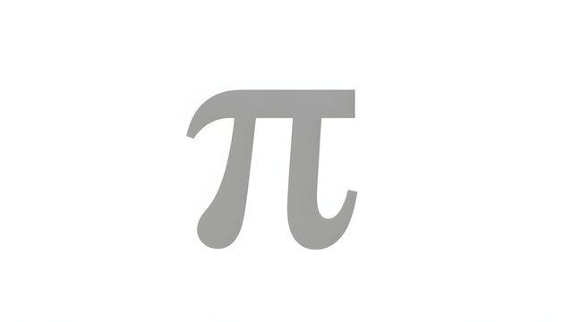 Mathematical symbol pi in gray on white background with copy space