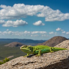 green lizard on a branch